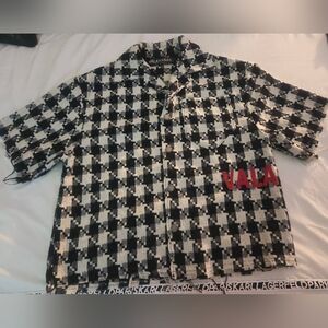 (UNISEX) Valabasas Black and White Checkered Men's Jacket